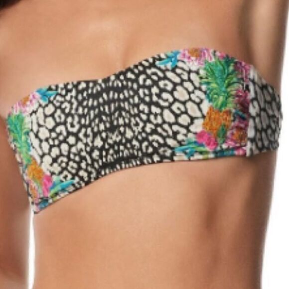PQ Swim Pilyq Safari Embroidered Bandeau Strapless Swimsuit Top, Size S, NWT - Picture 10 of 11